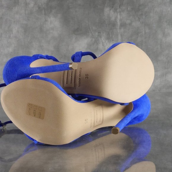 NIB Dsquared2 BABE WIRE Gold-Tone Chain Blue STILETTO HEELS Sz 6* US 36 EU ANB - Picture 10 of 13